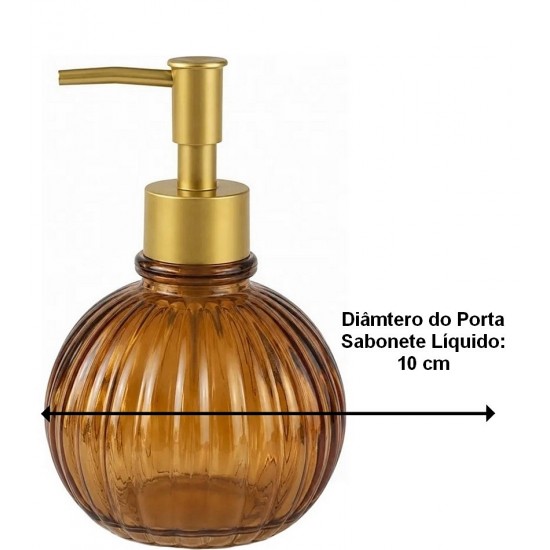 Porta Sabonete Líquido 335ml De Vidro Ambar
